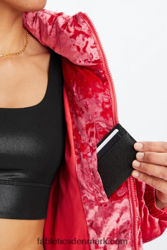 Fabletics Kvinder wander pufferjakke i knust velour PNX2T2786 jordbær rød
