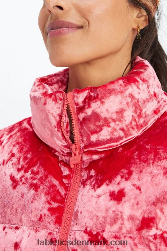 Fabletics Kvinder wander pufferjakke i knust velour PNX2T2786 jordbær rød