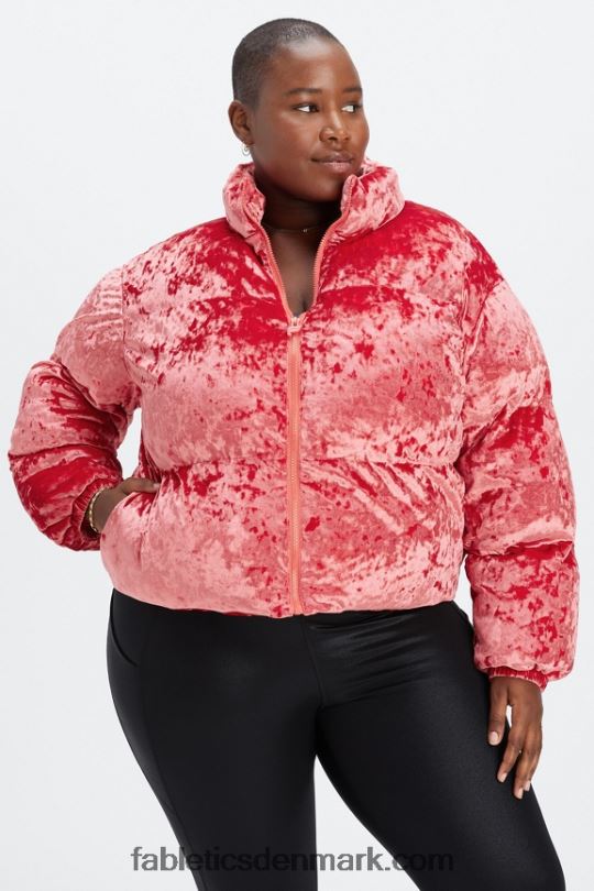 Fabletics Kvinder wander pufferjakke i knust velour PNX2T2787 jordbær rød