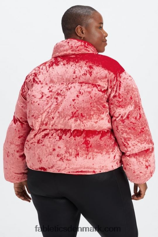 Fabletics Kvinder wander pufferjakke i knust velour PNX2T2787 jordbær rød