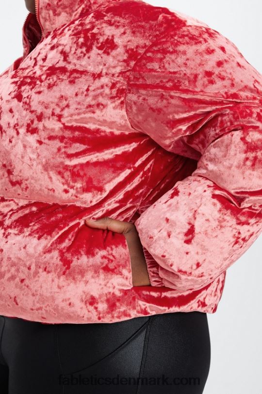 Fabletics Kvinder wander pufferjakke i knust velour PNX2T2787 jordbær rød