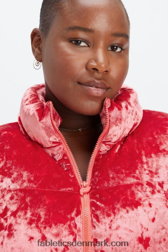 Fabletics Kvinder wander pufferjakke i knust velour PNX2T2787 jordbær rød