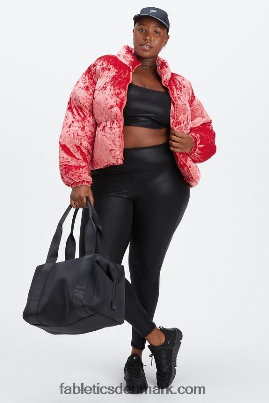 Fabletics Kvinder wander pufferjakke i knust velour PNX2T2787 jordbær rød