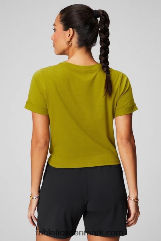 Fabletics Kvinder T-shirt foran i 100% bomuld PNX2T1943 olivenlund