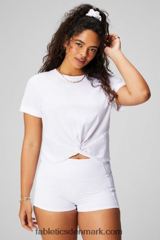 Fabletics Kvinder T-shirt foran i 100% bomuld PNX2T1945 klassisk hvid