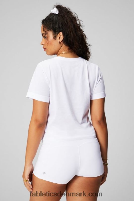 Fabletics Kvinder T-shirt foran i 100% bomuld PNX2T1945 klassisk hvid