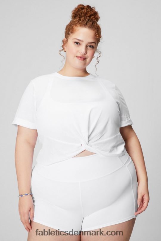 Fabletics Kvinder T-shirt foran i 100% bomuld PNX2T1946 klassisk hvid