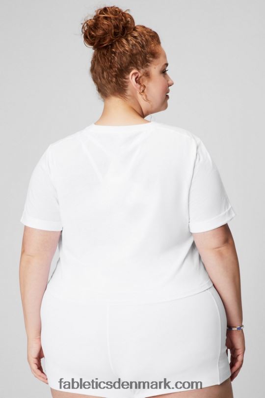 Fabletics Kvinder T-shirt foran i 100% bomuld PNX2T1946 klassisk hvid