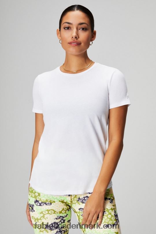 Fabletics Kvinder T-shirt i 100% bomuldsjersey PNX2T1991 klassisk hvid/mineralgrå