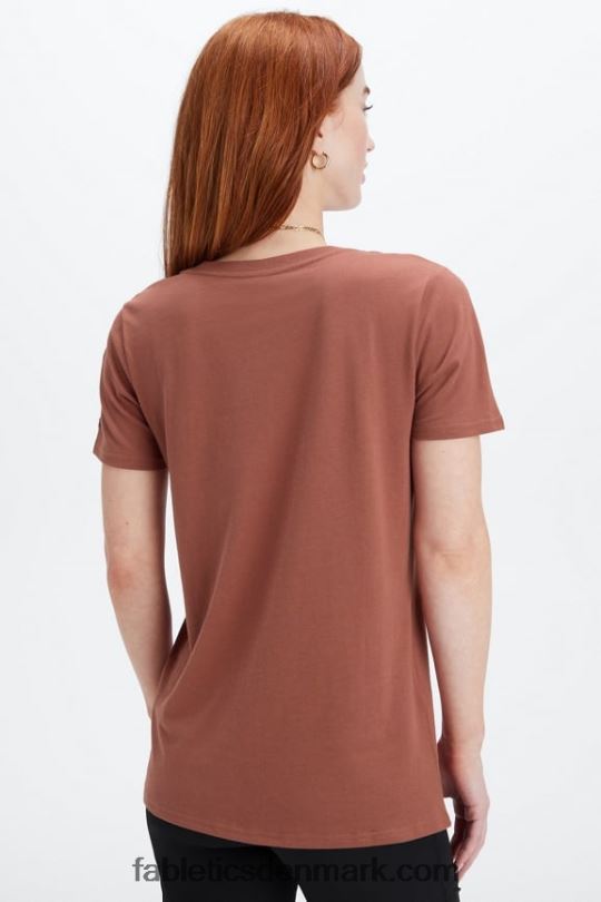 Fabletics Kvinder T-shirt i 100% bomuldsjersey PNX2T1993 mahogni