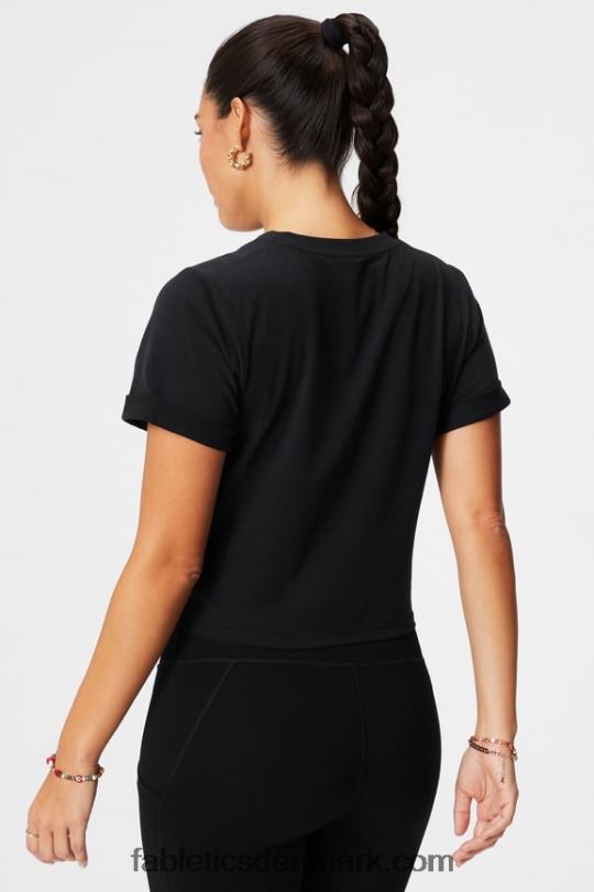 Fabletics Kvinder T-shirt med snoet knude i 100% bomuld PNX2T1944 sort