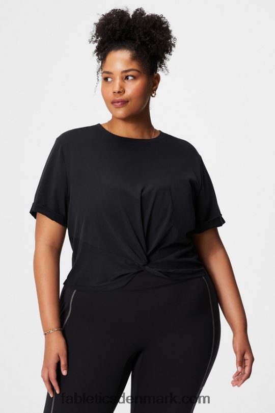 Fabletics Kvinder T-shirt med snoet knude i 100% bomuld PNX2T1957 sort