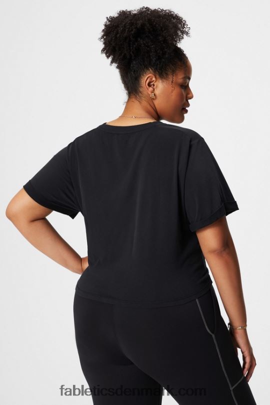 Fabletics Kvinder T-shirt med snoet knude i 100% bomuld PNX2T1957 sort