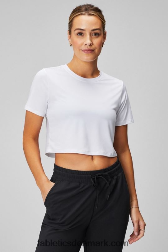 Fabletics Kvinder dry-flex cropped kortærmet t-shirt PNX2T1967 klassisk hvid