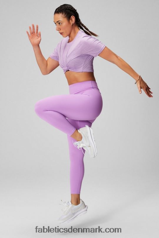 Fabletics Kvinder dry-flex cropped kortærmet t-shirt PNX2T1968 krystal hule lyng