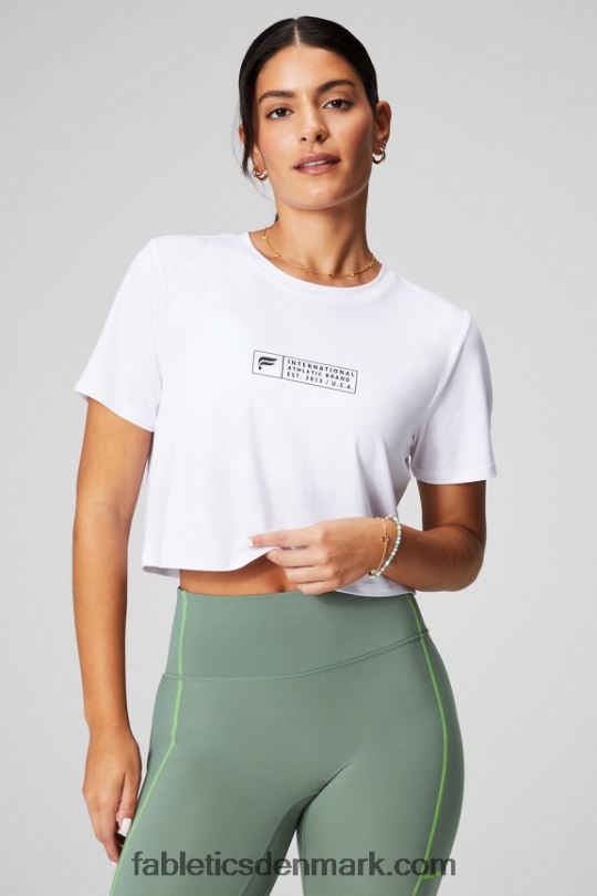 Fabletics Kvinder dry-flex ultra-beskåret kortærmet t-shirt PNX2T1952 klassisk hvid/sort