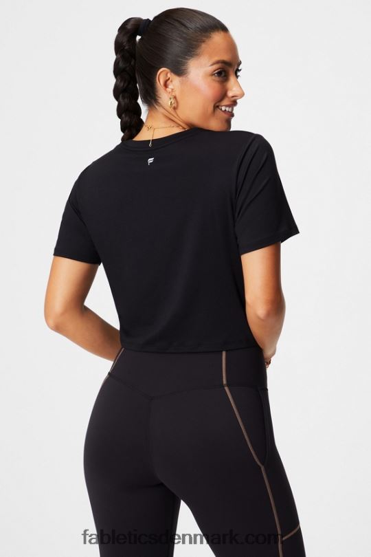 Fabletics Kvinder dry-flex ultra-beskåret kortærmet t-shirt PNX2T1953 sort/klassisk hvid