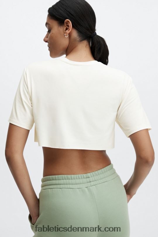 Fabletics Kvinder dry-flex ultra-beskåret kortærmet t-shirt PNX2T1955 blød hvid
