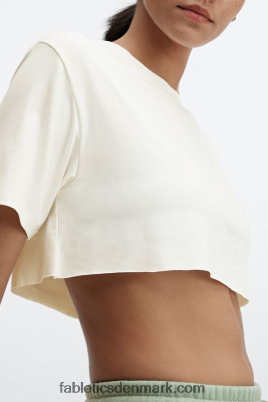 Fabletics Kvinder dry-flex ultra-beskåret kortærmet t-shirt PNX2T1955 blød hvid