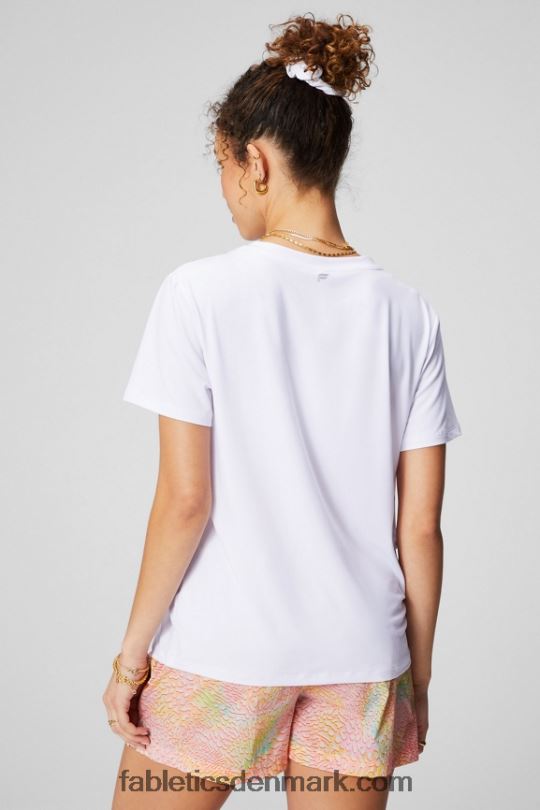 Fabletics Kvinder dry-flex v-hals kortærmet t-shirt PNX2T1958 klassisk hvid