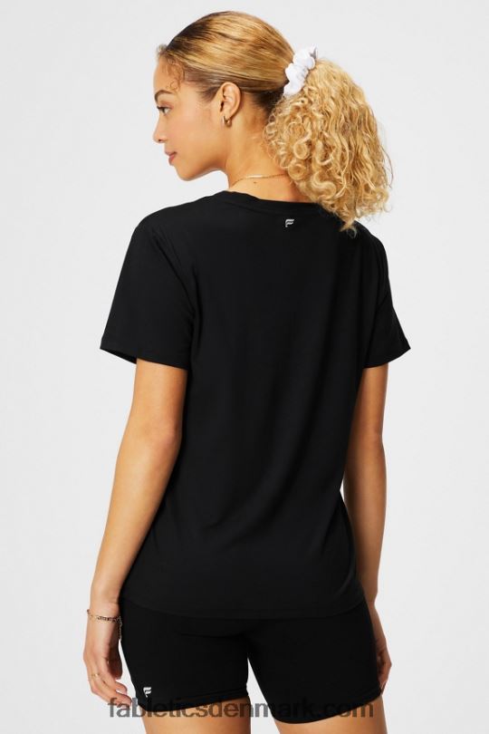 Fabletics Kvinder dry-flex v-hals kortærmet t-shirt PNX2T1959 sort
