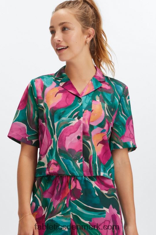 Fabletics Kvinder dvaleknappen nede PNX2T2033 malede tulipaner