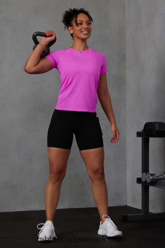 Fabletics Kvinder fjer tech kortærmet top PNX2T1947 lyserød flugt