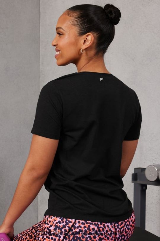 Fabletics Kvinder fjer tech kortærmet top PNX2T1948 sort