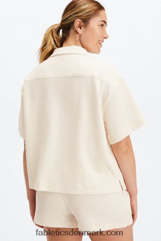 Fabletics Kvinder krinkle strik boxy knap nede PNX2T2024 hejre
