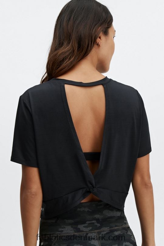 Fabletics Kvinder miljøbevidst kortærmet T-shirt med twist back PNX2T2050 sort