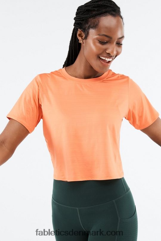 Fabletics Kvinder miljøbevidst kortærmet T-shirt med twist back PNX2T2052 orange udbrud