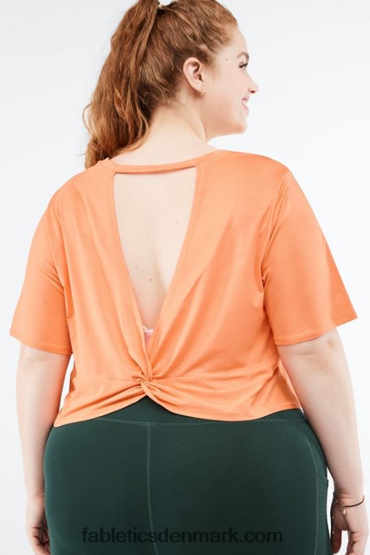 Fabletics Kvinder miljøbevidst kortærmet T-shirt med twist back PNX2T2053 orange udbrud