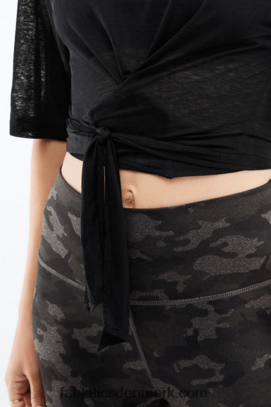 Fabletics Kvinder ryan kortærmet t-shirt med bindebånd PNX2T2060 sort