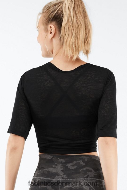Fabletics Kvinder ryan kortærmet t-shirt med bindebånd PNX2T2060 sort