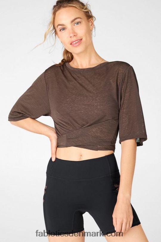 Fabletics Kvinder ryan kortærmet t-shirt med bindebånd PNX2T2061 kakao