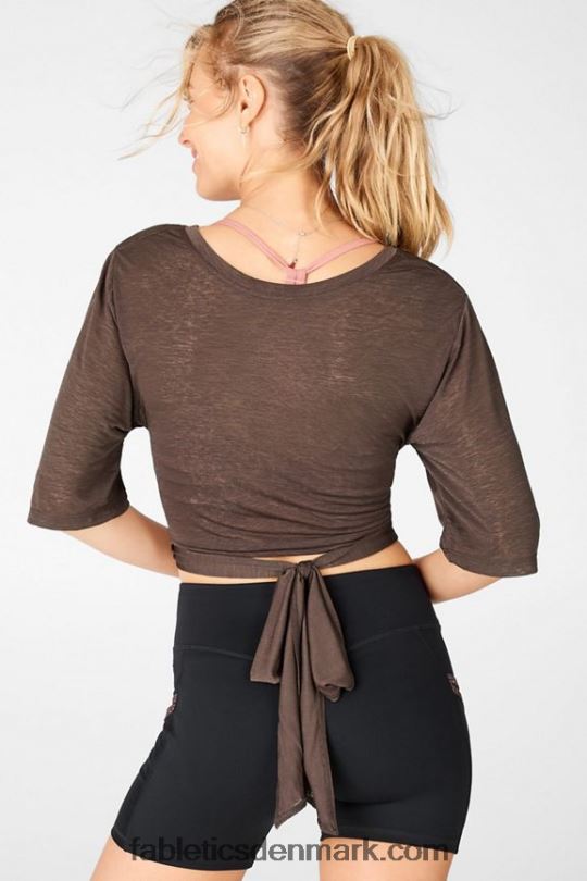 Fabletics Kvinder ryan kortærmet t-shirt med bindebånd PNX2T2061 kakao