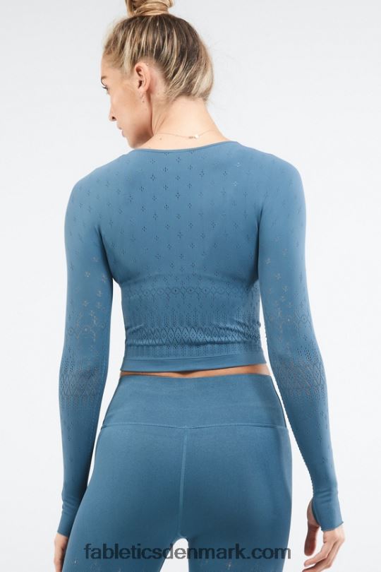 Fabletics Kvinder ashton sculptknit langærmet top PNX2T2696 blåt jern