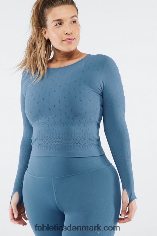 Fabletics Kvinder ashton sculptknit langærmet top PNX2T2697 blåt jern