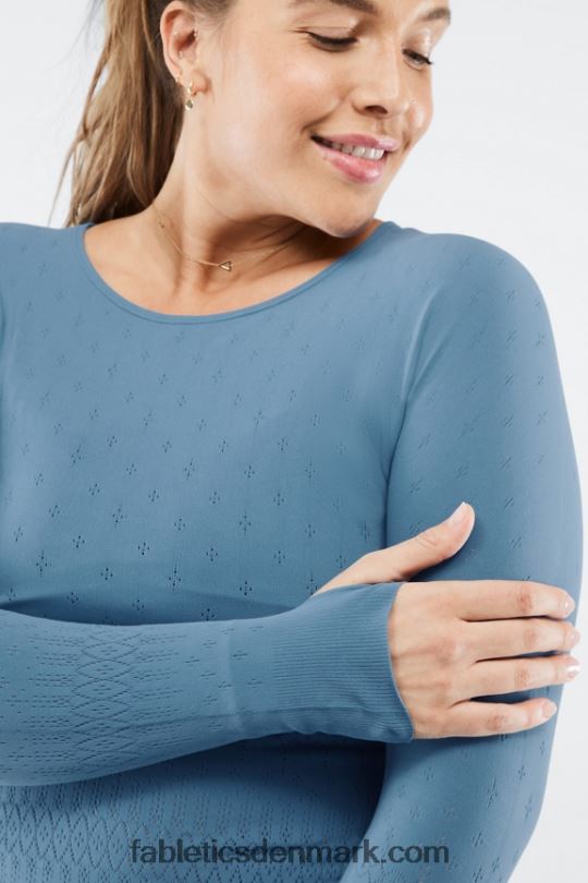 Fabletics Kvinder ashton sculptknit langærmet top PNX2T2697 blåt jern