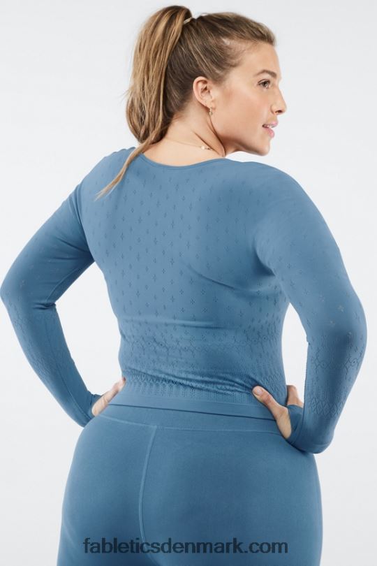 Fabletics Kvinder ashton sculptknit langærmet top PNX2T2697 blåt jern