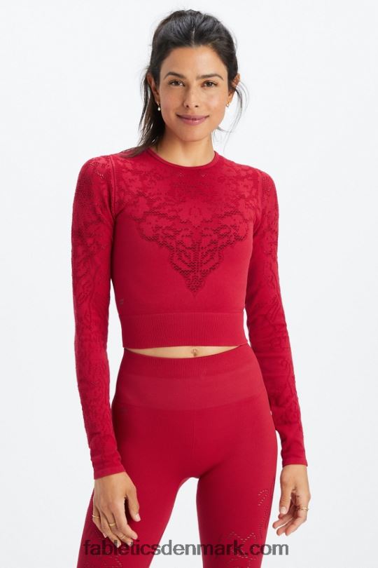 Fabletics Kvinder flora sømløs langærmet top PNX2T2622 dyb rød
