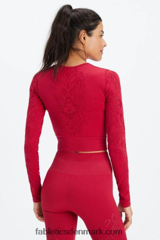 Fabletics Kvinder flora sømløs langærmet top PNX2T2622 dyb rød