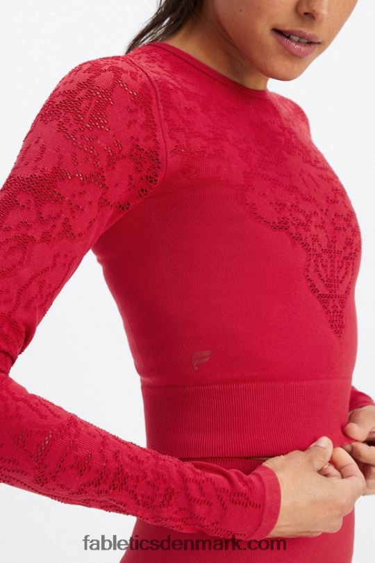 Fabletics Kvinder flora sømløs langærmet top PNX2T2622 dyb rød