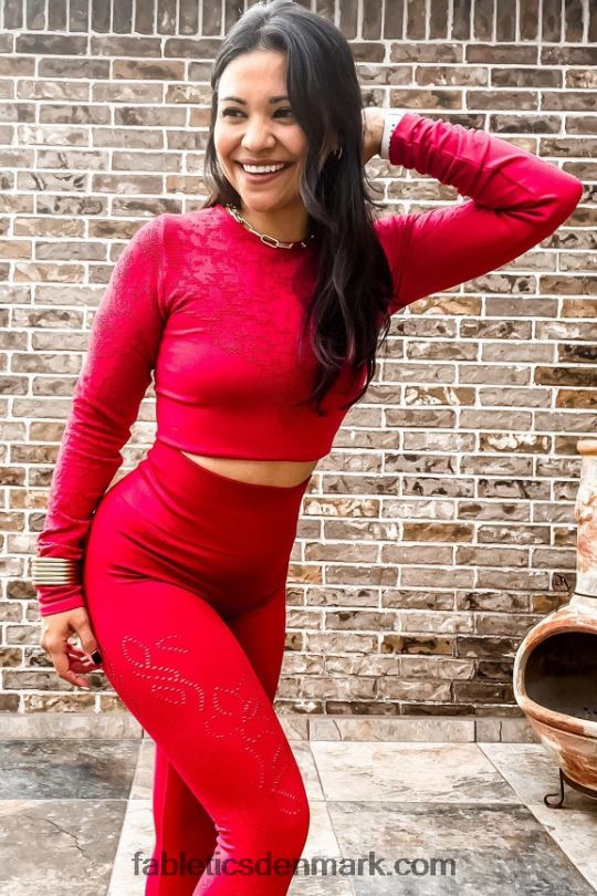 Fabletics Kvinder flora sømløs langærmet top PNX2T2622 dyb rød