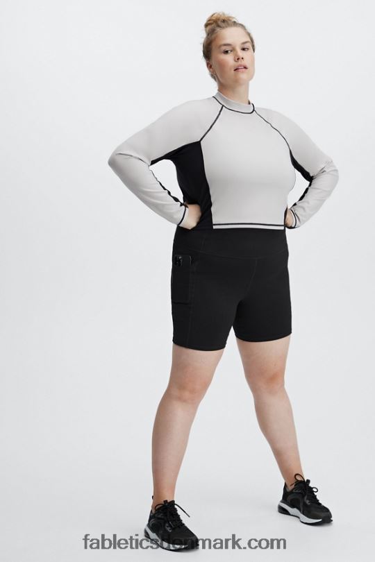 Fabletics Kvinder giana mock-hals langærmet top PNX2T2680 ask/sort