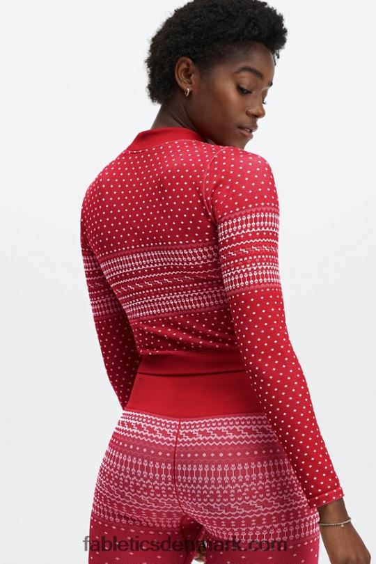 Fabletics Kvinder holly sømløs langærmet top PNX2T2624 kardinal/multi