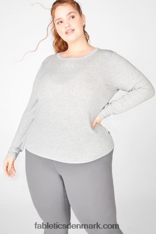 Fabletics Kvinder jess langærmet t-shirt PNX2T2733 lysegrå lyng