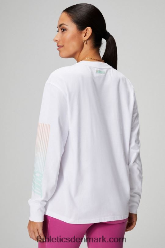 Fabletics Kvinder kæreste langærmet t-shirt PNX2T2604 klassisk hvid/ombre sport