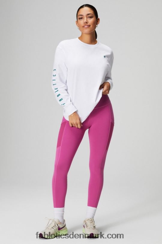 Fabletics Kvinder kæreste langærmet t-shirt PNX2T2604 klassisk hvid/ombre sport