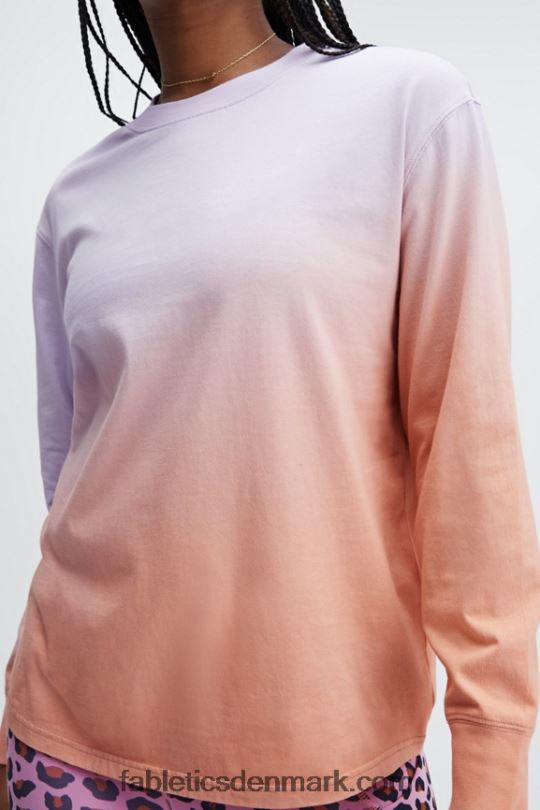 Fabletics Kvinder kæreste langærmet t-shirt PNX2T2605 diset iris/lyserødt dip dye